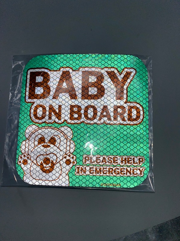 Photo 1 of SQUARE MINT- GEEKBEAR Baby on Board Car Sign - Sticker or Magnet & Color Options, Weather-Resistant 