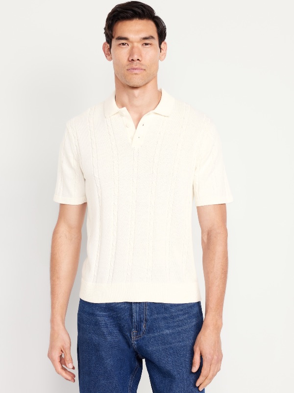 Photo 1 of SMALL(light gray) OLD NAVY- Short-Sleeve Cable-Knit Polo