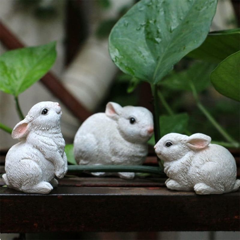 Photo 1 of Bunny Decor Yard Decorations Outdoor, Set of 3 Resin Garden Rabbit Figurines, Yard Animals Statue, Bunny Statue for Home Garden Easter Decorations, Easter Rabbit Figurines mom Gifts
