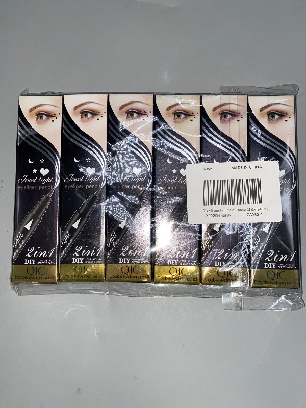 Photo 1 of Double-sided headed Liquid Stamp Eyeliner Pen, Pencil with Eye Makeup Stamp Waterproof Double Sided Long Lasting Seal Eye-liner Stencils Long-Lasting Tattoo Makeup(6in1)
