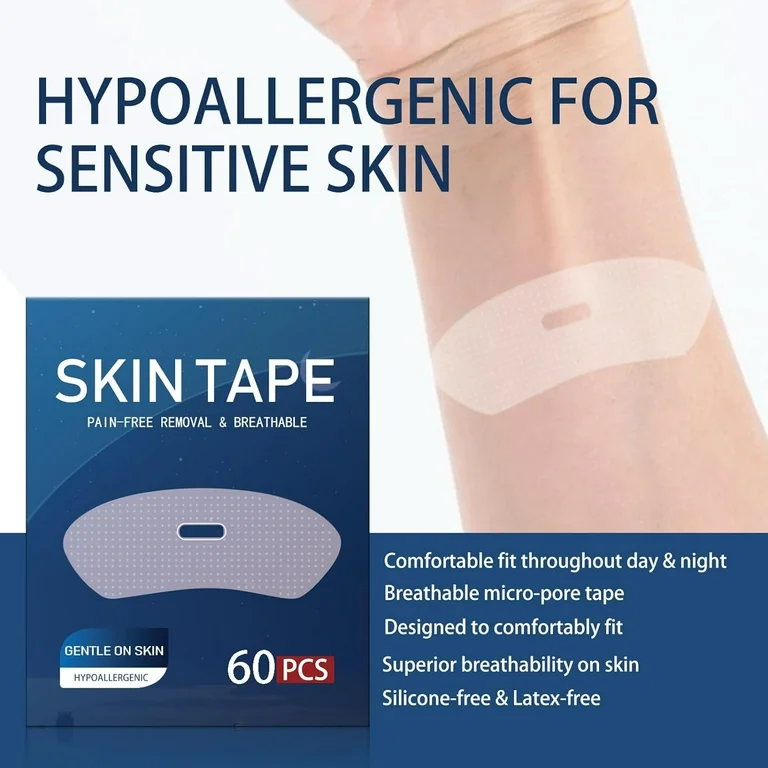 Photo 1 of CAXEBST Gentle Transparent White Tape 60 Pcs - Hypoallergenic tape for Sensitive Skin, Painless Removal, Breathable