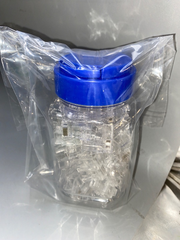 Photo 1 of Cable Matters 100-Pack Cat 6 Pass Through RJ45 Connectors (Cat 6 Ends / Cat6 Connector / RJ45 Modular Plugs/Ethernet Plugs/Network Connector) for Solid or Stranded UTP Ethernet Cable
