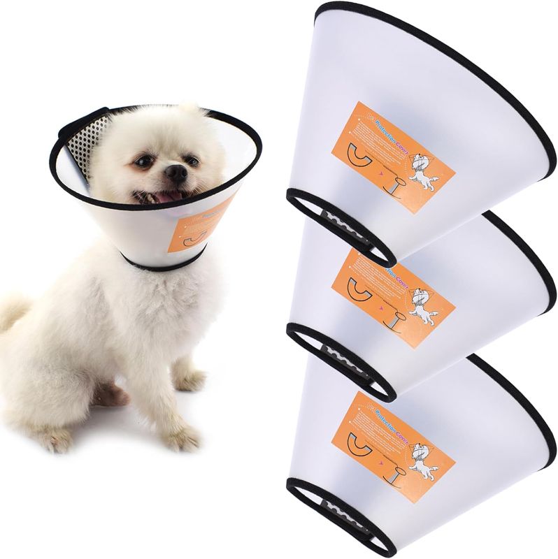 Photo 1 of 3PCS- Soft Dog Cone Collar,3 PCS Pet Recovery Collar & Cone for Dogs After Surgery,Dog Recovery Collar,Adjustable Collar for Large/Medium/Small Dogs Cat, Comfy Elizabethan Dog Neck Collar Plastic Practical
