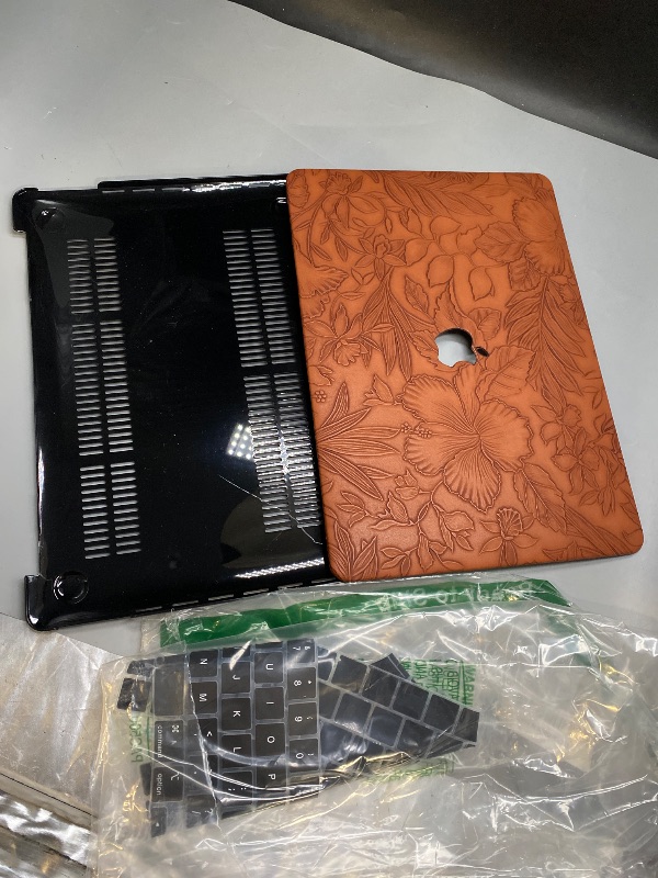 Photo 1 of DTangLsm for M4 MacBook Air 13 inch Case 2025 2024-2022 Model A3240 A3113 A2681 M2 M3 Chip, Elegant Texture Leather Hard Shell Case & Keyboard Cover for MacBook Air 13.6 inch M4, Brown Embossed Floral

