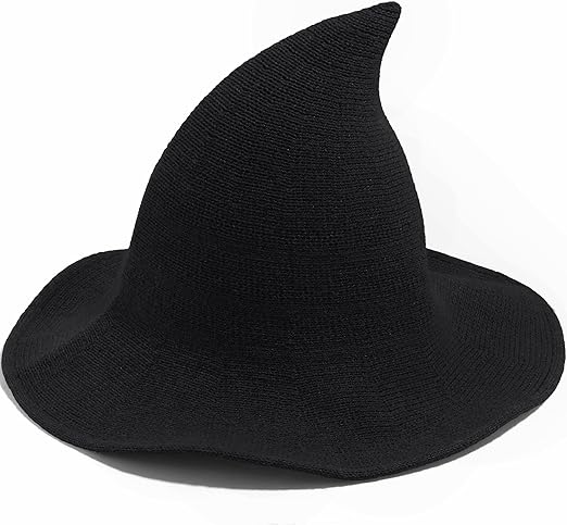 Photo 1 of Halloween Witch Hat for Women Wide Brim Foldable Halloween Wool Hats for Party Cosplay Costume Accessory