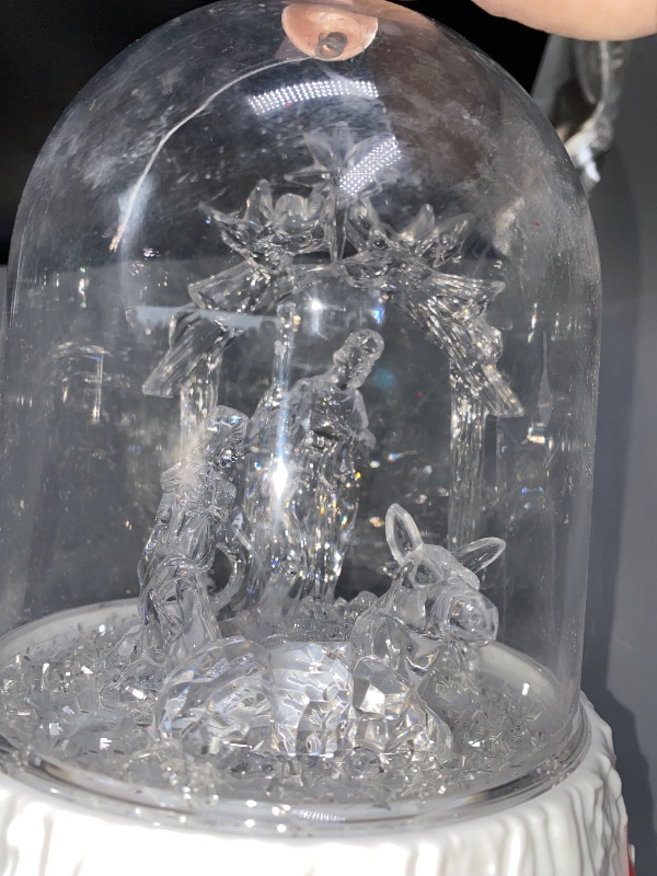 Photo 1 of ROCKROK LED Light Acrylic Christmas Manger Scene Elegant Holy Nativity Figure Ornament Decors Clear Tabletop Decoration Pieces