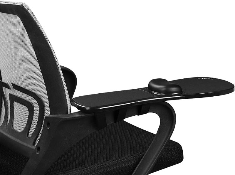 Photo 1 of Ergonomic armrest Mouse pad for Chair, Chair arm Mousepad Mouse Tray, Attaches to Chair with Straps,Black

