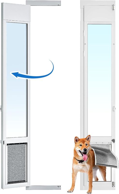 Photo 1 of Large Dog Door for Sliding Glass Door,Openable Pet Door for Sliding Glass Doors?All-Metal Framed & Panel & Lock,Adjustable 75 7/8" to 81" Slider Height -Large
