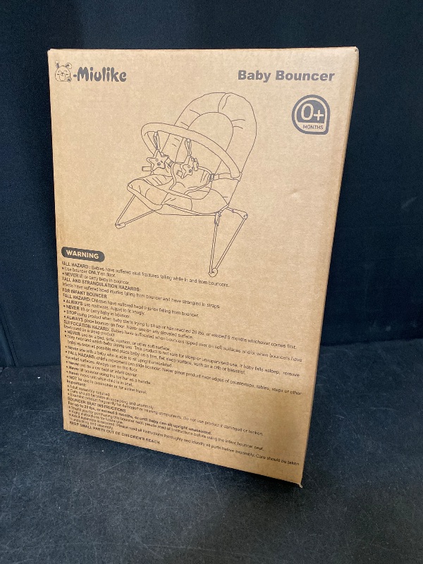 Photo 1 of Q-MIULIKE Portable Baby Bouncer Chair with 3 Plush Toys, Soft Fabric, 0-9moths, <20lbs, Neutral Design
