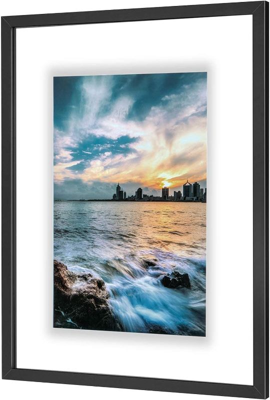 Photo 1 of ONE WALL 18x24 Inch Floating Frame, Black Wood Double Glass Float Picture Frame Display 11x14/11x17/12x18/13x19/16x20 Photos Plant or Petal Specimens for Wall Hanging - Mounting Kit Included
