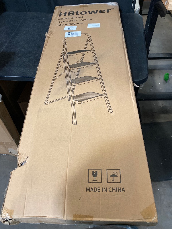 Photo 1 of FACTORY SEALED** HBTower Step Ladder Folding Step Stool for Adults with Anti-Slip Pedal,330 lbs Capacity for Kitchen, Home,White
