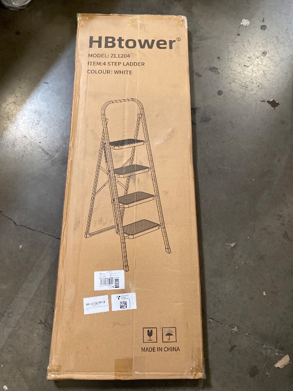 Photo 1 of HBTower Step Ladder Folding Step Stool for Adults with Anti-Slip Pedal,330 lbs Capacity for Kitchen, Home,White
