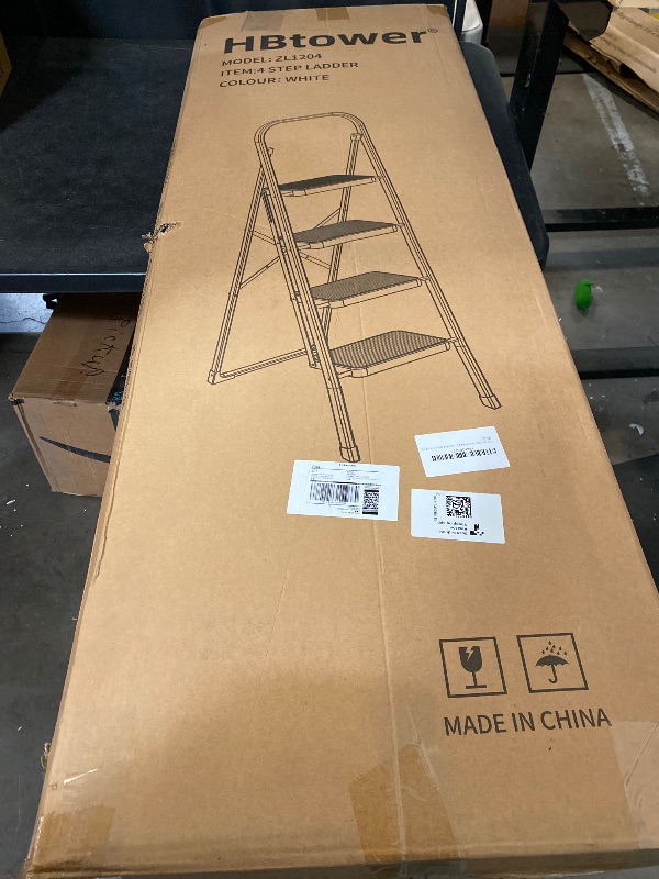 Photo 1 of HBTower Step Ladder Folding Step Stool for Adults with Anti-Slip Pedal,330 lbs Capacity for Kitchen, Home,White
