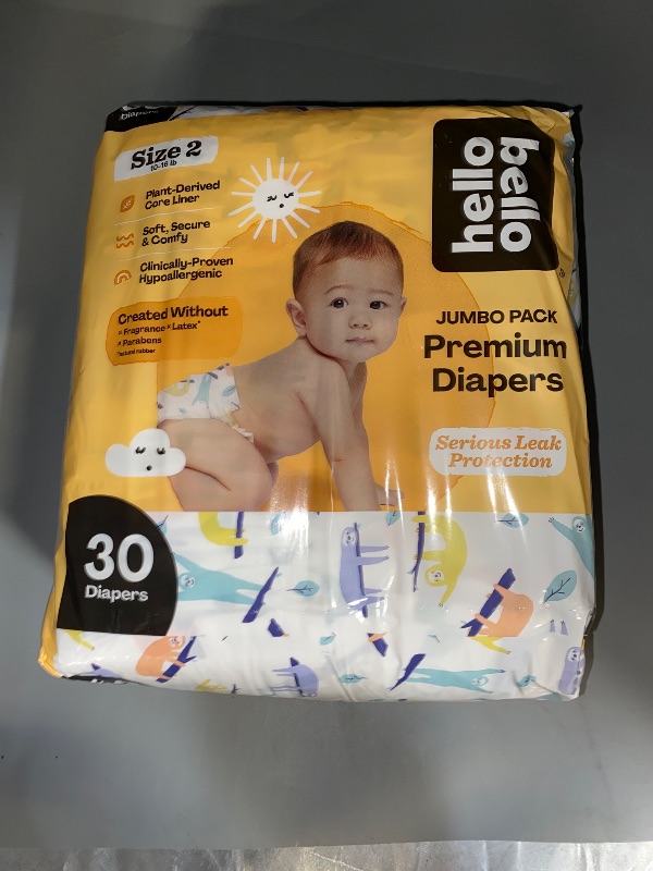 Photo 1 of Hello Bello Premium Baby Diapers Size 2, 30 Count of Disposable, Extra-Absorbent, Hypoallergenic Diapers with Snug and Comfort Fit, Sleepy Sloth