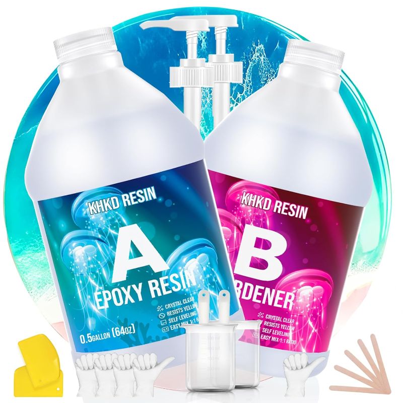 Photo 1 of NEW** 1 Gallon Epoxy Resin Kit- 2 Part Ultra Crystal Clear Resina Epoxica- High Gloss Odorless, UV & Impact Resistance Food Grade Epoxy Perfect for DIY Crafts, Jewelry, Art Coating, Coaster, Tray

