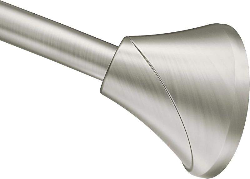 Photo 1 of Moen Brushed Nickel 5-Foot Adjustable Tension Single Curved Shower Curtain Rod for Bathroom Shower, CSR2172BN