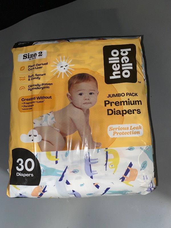 Photo 1 of Hello Bello Premium Baby Diapers Size 2, 30 Count of Disposable, Extra-Absorbent, Hypoallergenic Diapers with Snug and Comfort Fit, Sleepy Sloth