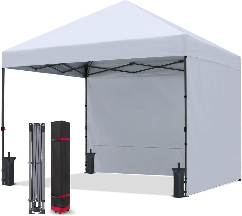 Photo 1 of COOSHADE Pop Up Canopy Tent 10x10 with 2 Sidewalls, Outdoor Shade Instant Canopy Tents(White)