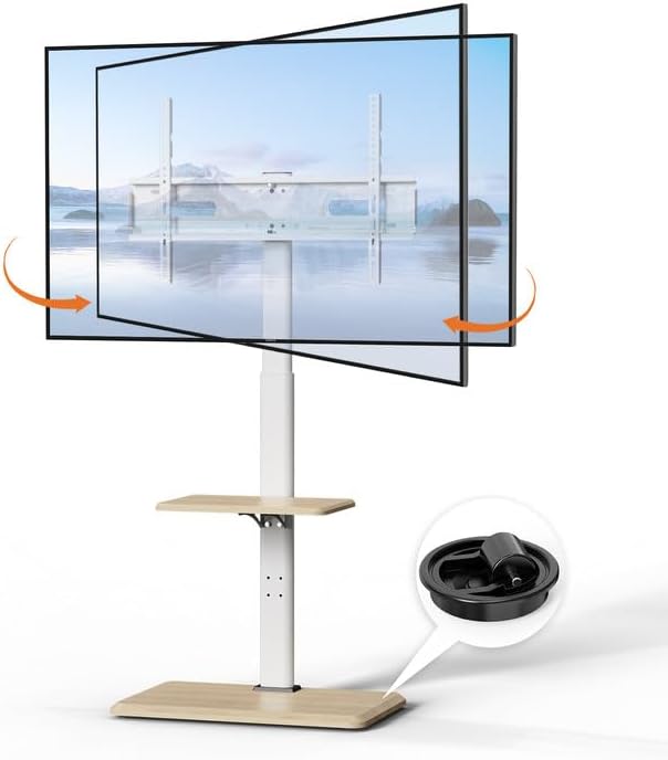 Photo 1 of Rolling TV Stand with Hidden Wheels, Mobile TV Cart for 32-75 Inch TVs up to 99 lbs, TV Stand with Swivel and Height Adjustment, Floor TV Mount Stand with Wood Base
