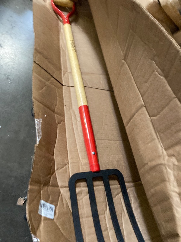 Photo 1 of Garden Fork,4-Tine Spading Fork,Compost Fork,Steel Digging Fork,45Inch,Steel Y-Grip,Wooden Handel
