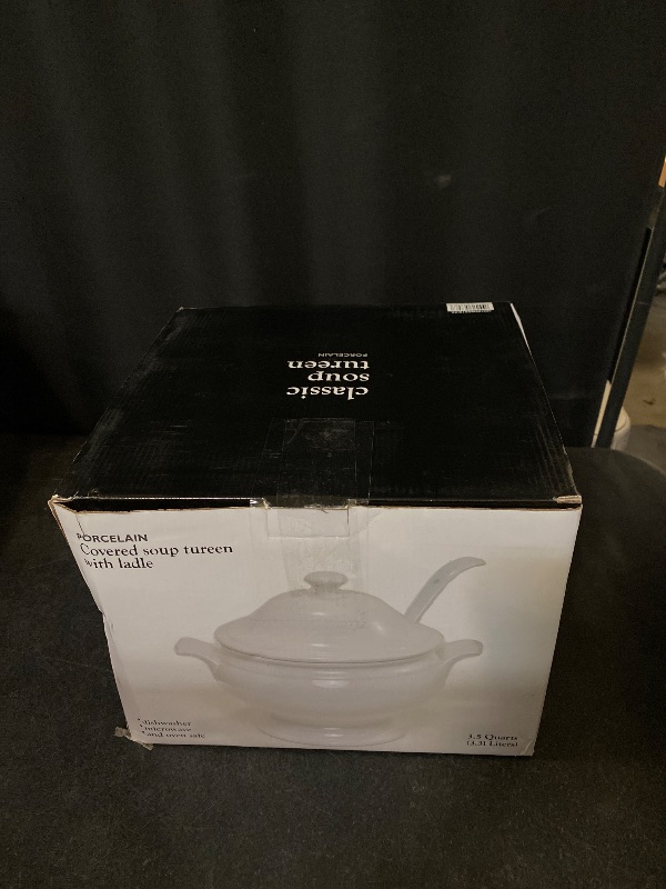 Photo 1 of BIA Cordon Bleu Everyday Porcelain 3-Piece Soup Tureen (3.5 qt.) Set with Ladle, White