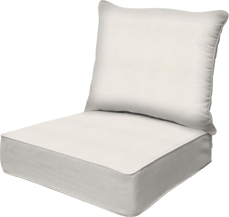 Photo 1 of Honeycomb Outdoor Deep Seat, 24" W x 23" D, Textured Solid Bone Outdoor Chair Cushion