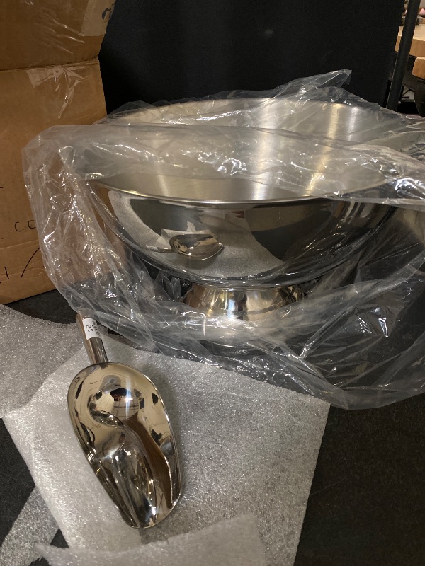 Photo 1 of Large Ice Bucket 13L Stainless Steel Champagne Bowl Ice Bucket with Ice Scoop Semicircle Drink Tub with Integrated Base Silver Beverage Tub for Parties, Cocktail Bar, Chilling Wine (1 pack)

