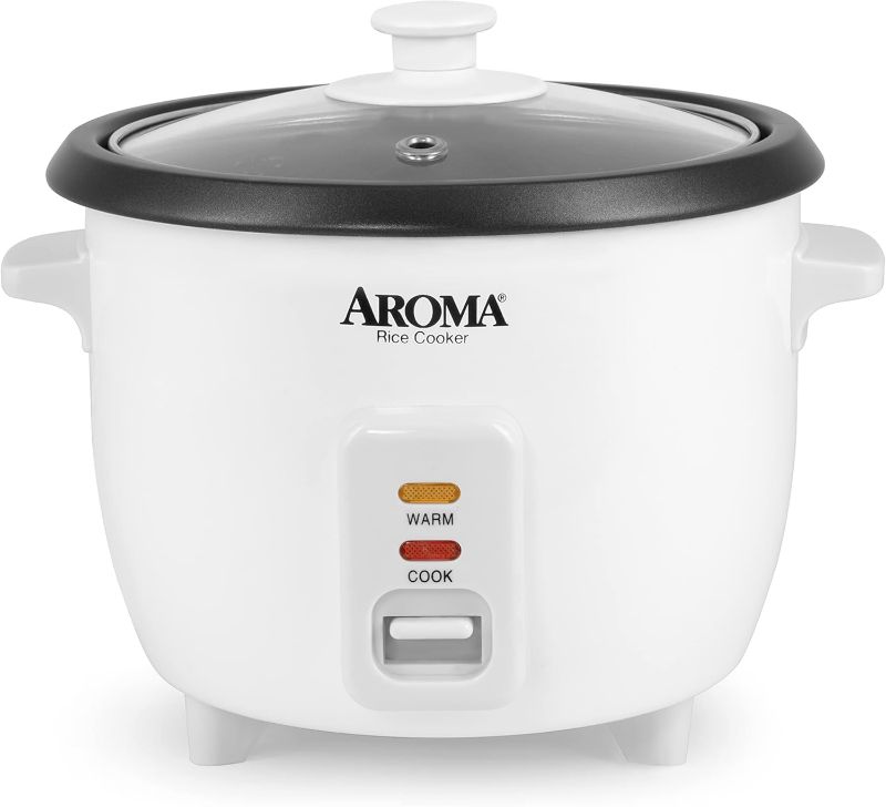 Photo 1 of Aroma Housewares Aroma 6-cup (cooked) 1.5 Qt. One Touch Rice Cooker, White (ARC-363NG), 6 cup cooked/ 3 cup uncook/ 1.5 Qt.