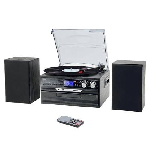 Photo 1 of Jorlai 10 in 1 Vinyl Record Player Bluetooth Vintage Turntable 3-Speed with AM/FM Radio, 2 Separate Stereo Speakers, CD/Cassette Player, USB SD Player, Encoding RCA Outputs 3.5mm Aux in
