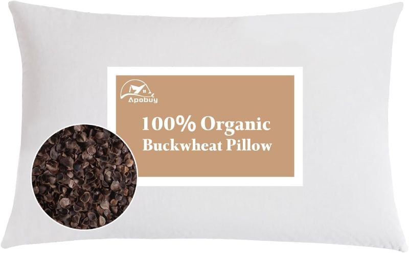 Photo 1 of Buckwheat Pillow - Adjustable Buckwheat Pillow for Sleeping with Organic Cotton Cover for Adult Neck Pain Relief, Premium Neck & Cervical Pillow for Side Back Stomach Sleeper 20"x26"
