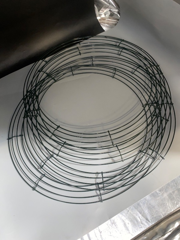 Photo 1 of Wire Wreath Frame, 4 Pack 16 Inch Metal Wreath Form Frame, Dark Green Round Wire Wreath Rings for St Patricks Day Easter DIY Craft Home Decor Indoor Outdoor Holiday Party Decorations Supplies

