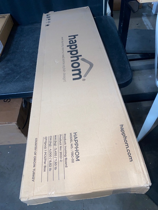 Photo 1 of Happhom Ironing Board, Compact and Space Saver Patented Ironing Board with Extra Thick Heavy Duty Padded Cover, Height Adjustable, Easy Storage with Smart Hanger and Lightweight Design (13x43)
