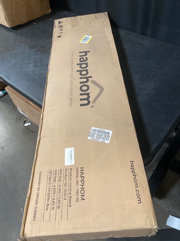 Photo 1 of Happhom Ironing Board, Compact and Space Saver Patented Ironing Board with Extra Thick Heavy Duty Padded Cover, Height Adjustable, Easy Storage with Smart Hanger and Lightweight Design (13x43)