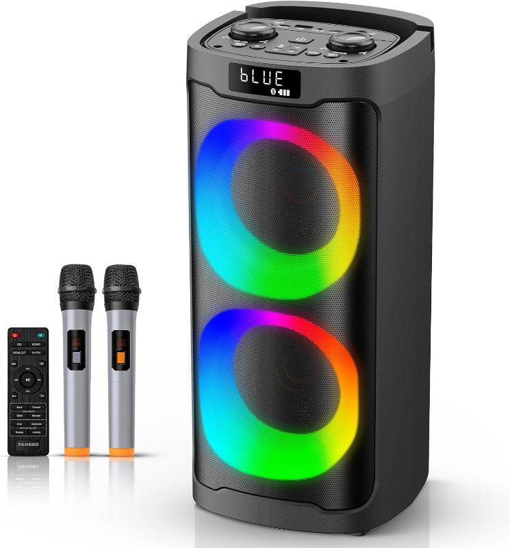 Photo 1 of VTSGN Portable Bluetooth Karaoke Machine for Adults – PA System with 2 Wireless Microphones, Disco Lights, Perfect for Outdoor Parties & Family Gatherings
