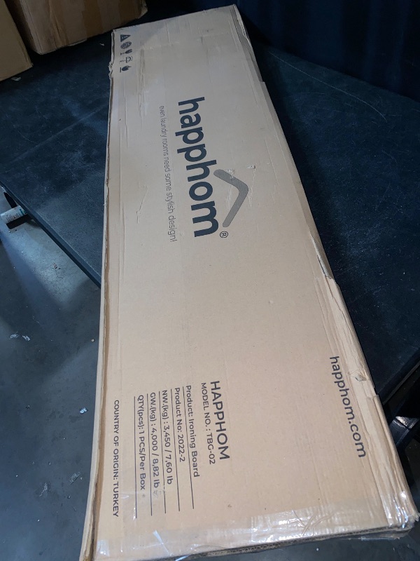 Photo 1 of Happhom Ironing Board, Compact and Space Saver Patented Ironing Board with Extra Thick Heavy Duty Padded Cover, Height Adjustable, Easy Storage with Smart Hanger and Lightweight Design (13x43)