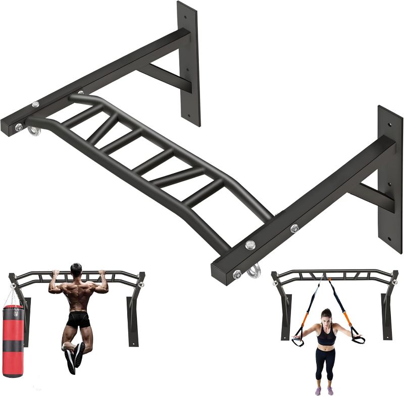 Photo 1 of Upgraded-HWOOUSA Pull Up Bar Wall Mounted,Heavy Duty Multi Grip Bar with 14 Grip Positions,Space Saving Home Gym Equipment -Ideal for Garage,Outdoor Strength Training, Chin Up Bar,Supports to 600 Lbs
