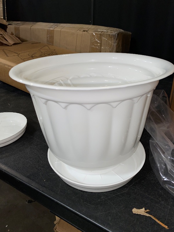 Photo 1 of GARDENS NEED Indoor and Outdoor Unique Design Flower Pot with Bottom Tray Plastic Planter Pot Best for Home/Office/Garden Decor - Multicolor (6,8,10 Inch - Set 3)
