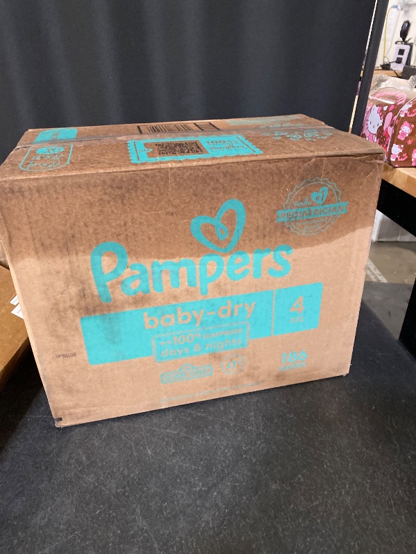 Photo 1 of PAMPERS Diapers Size 4, 186 Count and Baby Wipes - Pampers Baby Dry Disposable Baby Diapers