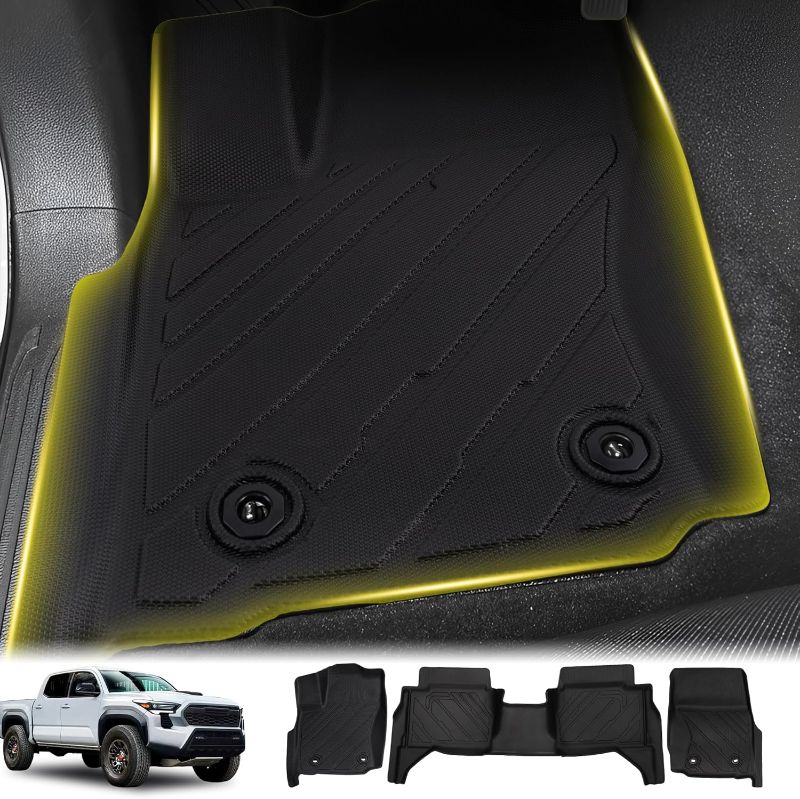 Photo 1 of 2024 Floor Mats Double Cab, (Not fit All Weather Floor Liners for Toyota Tacoma 2024 Accessories, Fit 2024 SR SR5 Pro OR with Automatic Transmission, Front Rear 2-Row
