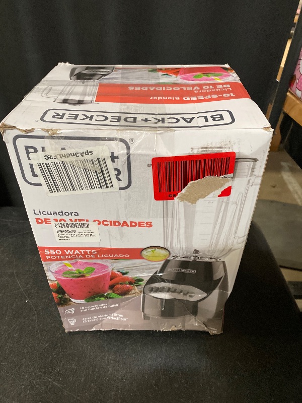 Photo 1 of BLACK+DECKER 10-Speed Countertop Blender, Pulse Button, 6-Cup Glass Jar, Dishwasher-Safe, Stainless Steel Blade, Suction Feet