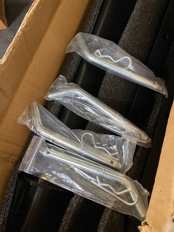 Photo 1 of 4 Pack Upgraded 30 inch Pipe Stake for Flatbed Trailer with 1/2 D Ring Welded, 30 inch Flatbed Trailer Stake Side Rail Black
