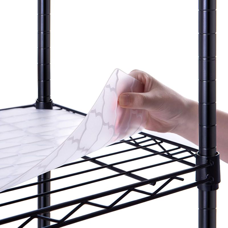 Photo 1 of Poofzy Wire Shelf Liner 13.5 x 36, Set of 5 Shelf Liners for Wire Shelving Plastic Non-Adhesive for Pantry, Kitchen Cabinets (Clear Quatrefoil)

