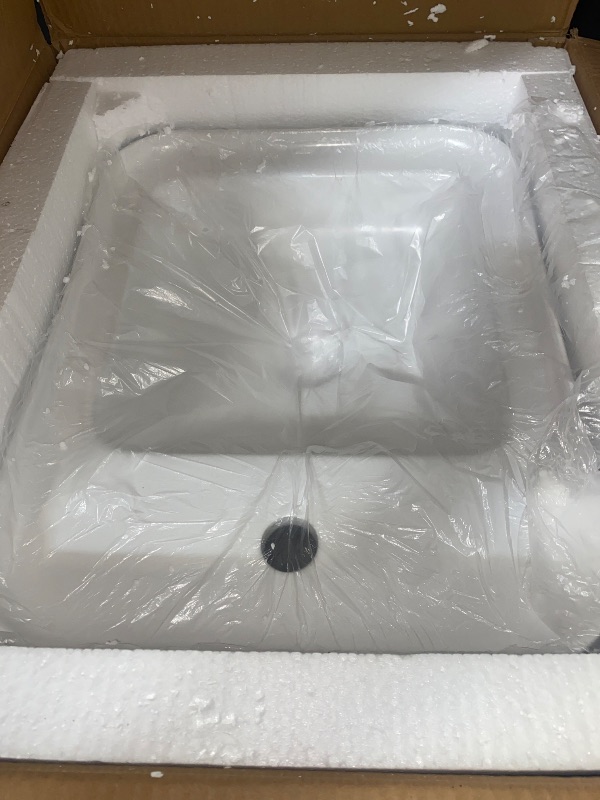 Photo 1 of HOTIS Bathroom Vessel Sink, 19 x 15 White Rectangular Vessel Sink, Above Counter Porcelain Ceramic Vessel Sinks for Bathrooms, Small Vanity Sink Washing Art Basin with Faucet Hole