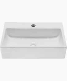 Photo 1 of HOTIS Bathroom Vessel Sink, 19 x 15 White Rectangular Vessel Sink, Above Counter Porcelain Ceramic Vessel Sinks for Bathrooms, Small Vanity Sink Washing Art Basin with Faucet Hole