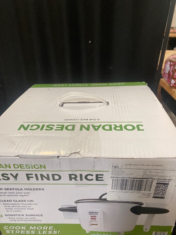 Photo 1 of Jordan Design Easy Find Rice Cooker 6-cup (cooked), Rice Cooker 3 cups (UNCOOKED), One Touch Rice Cooker, White, Small Rice Cooker