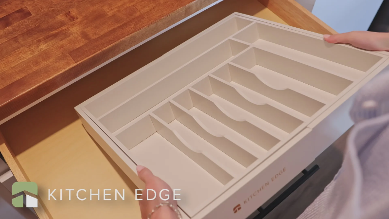 Photo 1 of Bamboo Drawer Organizer for Silverware & Utensils - White Finish (Expands 18.5-33in)