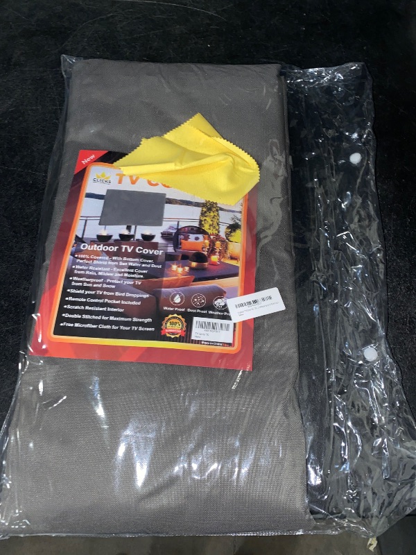 Photo 1 of GREY- Outdoor TV Cover 60-65 Inches, HOMEYA 600D Heavy Duty Weatherproof TV Enclosure with Front Flap, Waterproof Bottom Cover, for Outside LED LCD Flat Screen TVs-Cover Size 58.5''L x 35''H x 4.5"W
