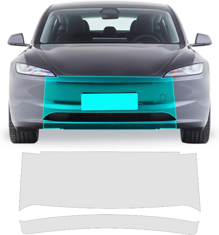 Photo 1 of 2 SETS- for Tesla Model 3 2024 TPU PPF HD Clear Paint Protective Film Custom Fit Anti Scratch Self Healing Shield Guard Tesla Finishing Accessories for Front Mini Bumper Center Section
