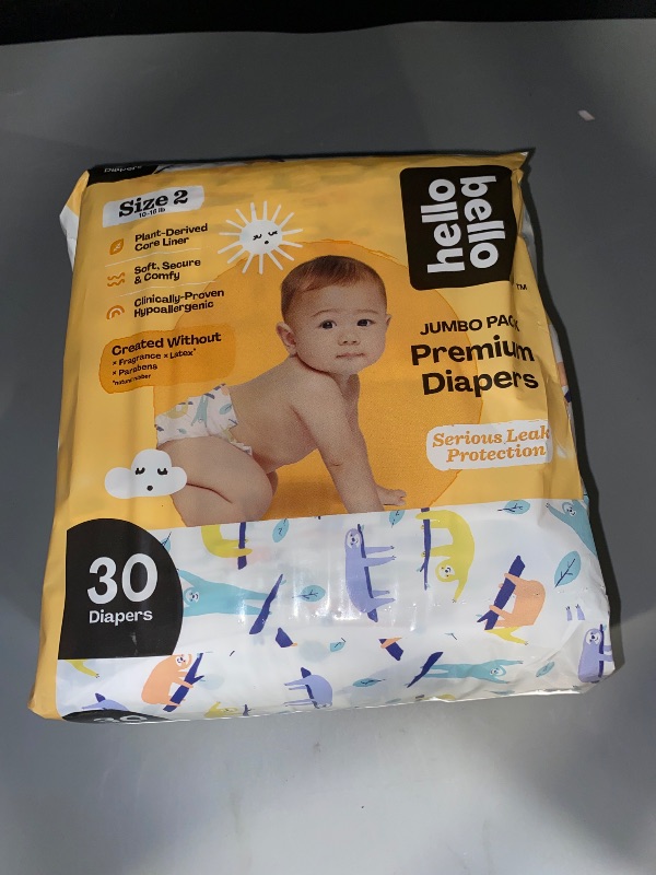 Photo 1 of Hello Bello Premium Baby Diapers Size 2, 30 Count of Disposable, Extra-Absorbent, Hypoallergenic Diapers with Snug and Comfort Fit, Sleepy Sloth