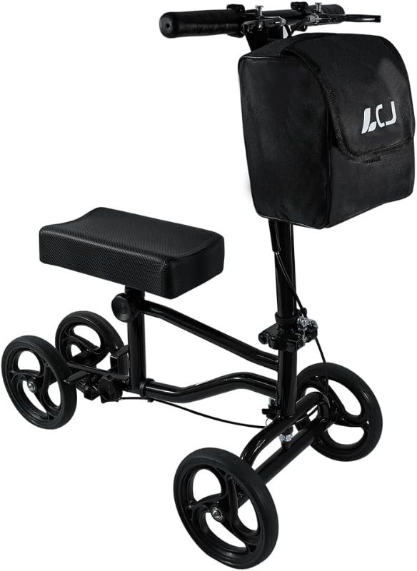 Photo 1 of Knee Scooter,Economical Foldable Steerable Knee Walker,for Adults Foot Surgery,Injured Ankle Recovery Scoote(Black-Standard Version)

